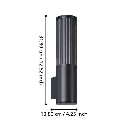 Eglo - Вуличний настінний світильник 1xE27/15W/230V IP54