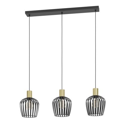 Eglo - Подвесная люстра 3xE27/40W/230V черный/золотистый