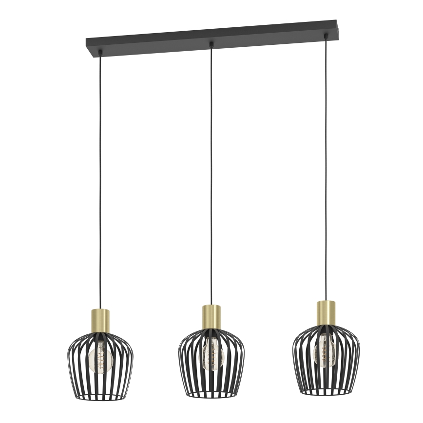 Eglo - Подвесная люстра 3xE27/40W/230V черный/золотистый