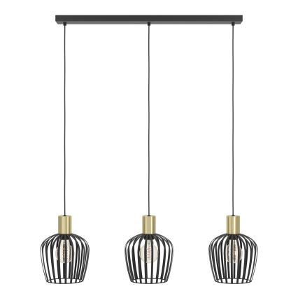 Eglo - Подвесная люстра 3xE27/40W/230V черный/золотистый