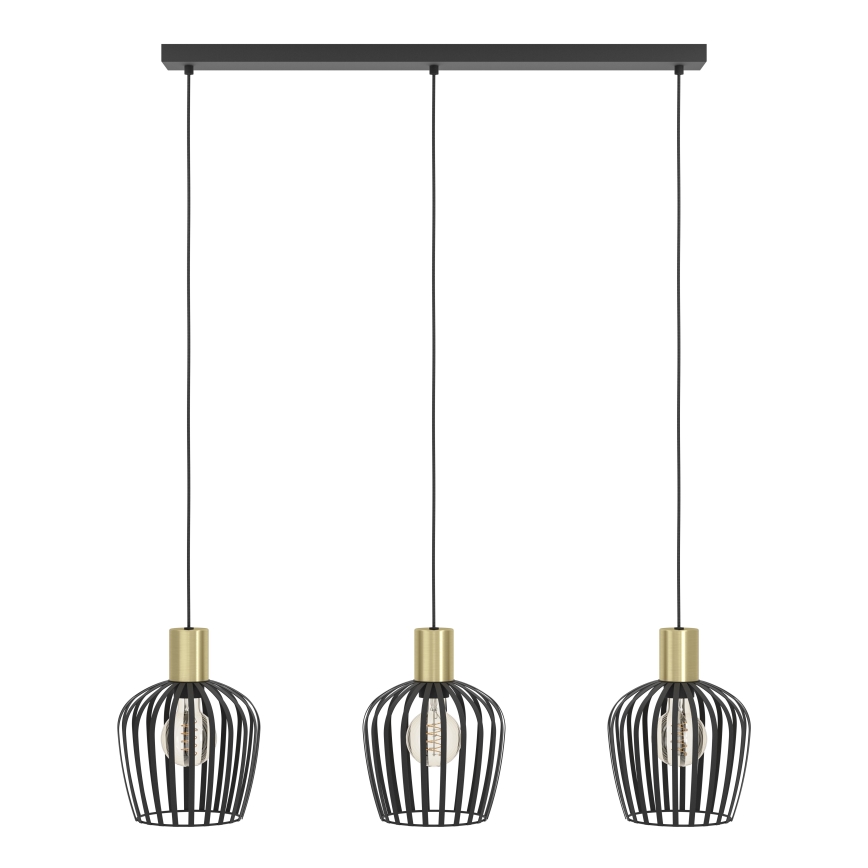 Eglo - Подвесная люстра 3xE27/40W/230V черный/золотистый