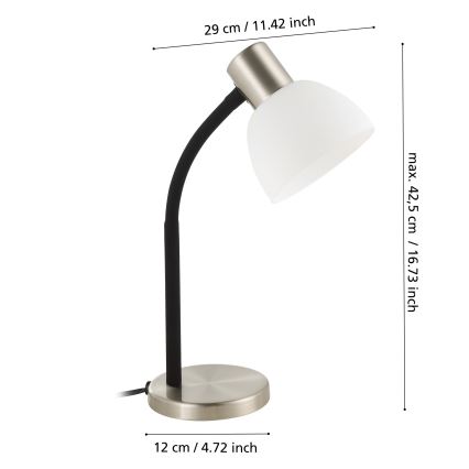 Eglo - Настольная лампа 1xE14/25W/230V черный/матовый хром
