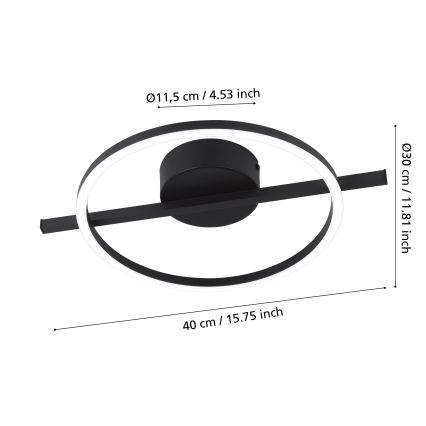 Eglo - Светодиодный потолочный RGBW-светильник с регулированием яркости LED/17W/230V 2700-6500K черный + дистанционное управление