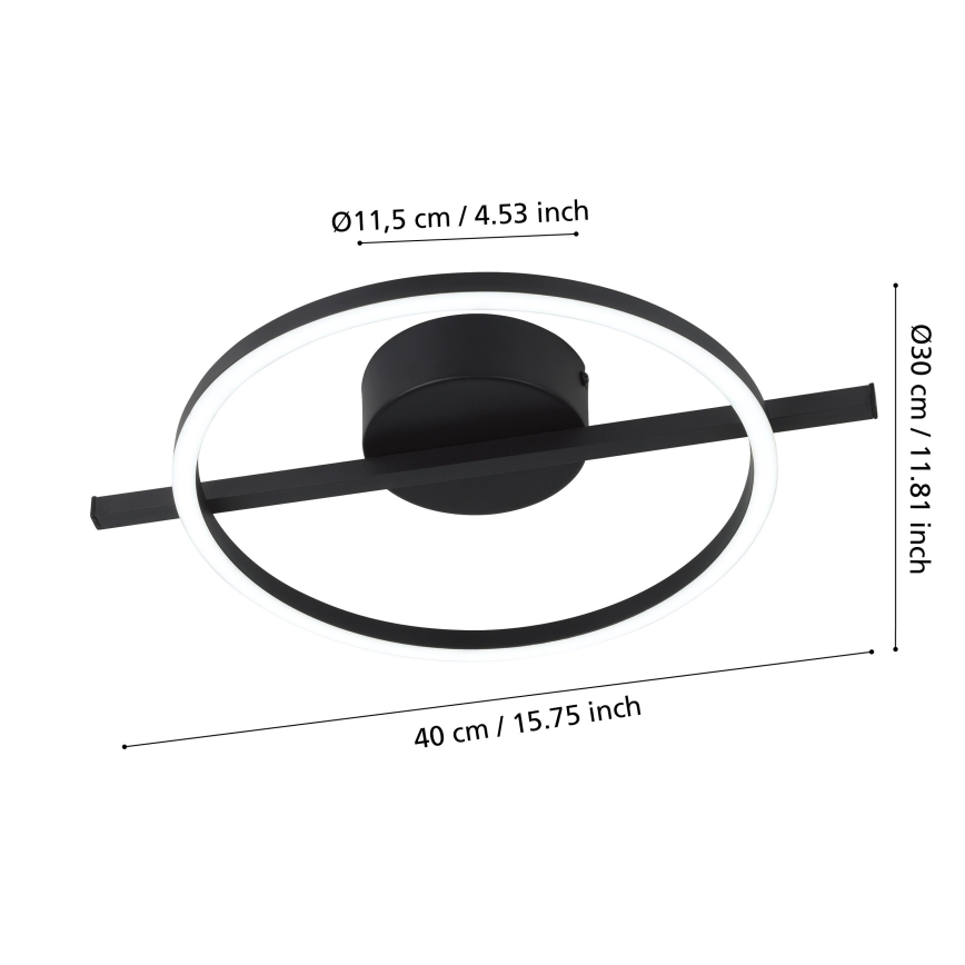 Eglo - Светодиодный потолочный RGBW-светильник с регулированием яркости LED/17W/230V 2700-6500K черный + дистанционное управление