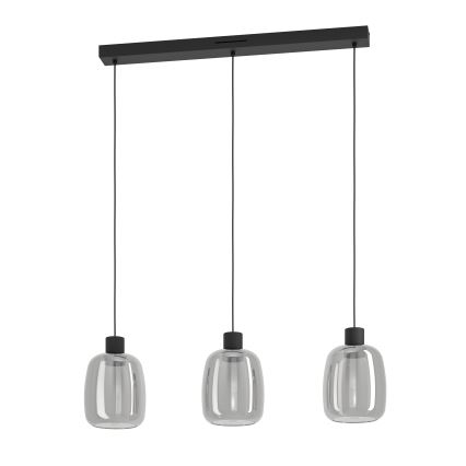 Eglo - Светодиодная подвесная RGBW-люстра с регулированием яркости 3xLED/3,7W/230V 2700-6500K серый
