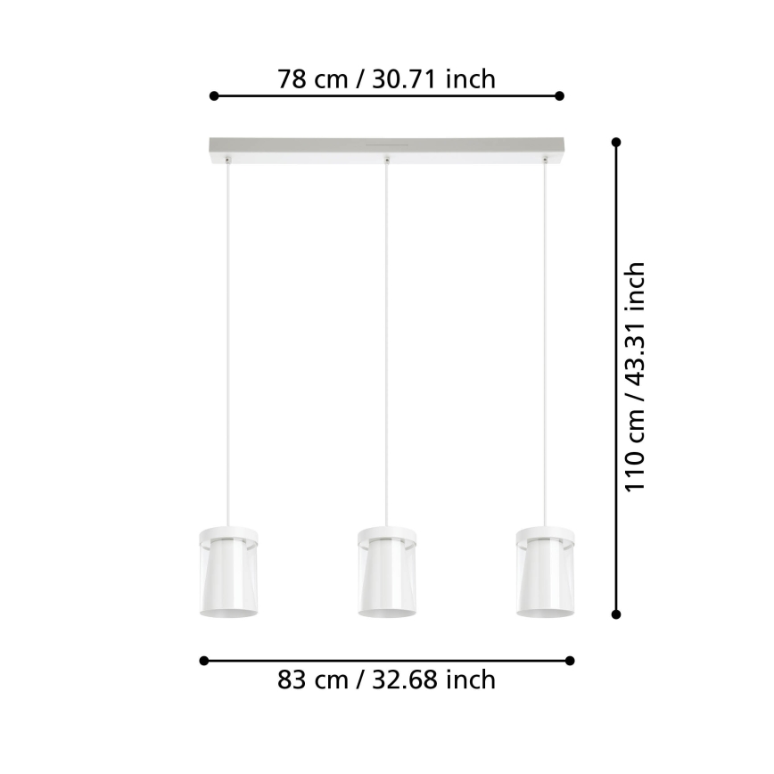Eglo - LED RGBW Підвісна люстра з регулюванням яскравості 3xLED/3,7W/230V 2700-6500K білий ZigBee