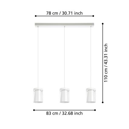 Eglo - Светодиодная подвесная RGBW-люстра с регулированием яркости 3xLED/3,7W/230V 2700-6500K белый ZigBee