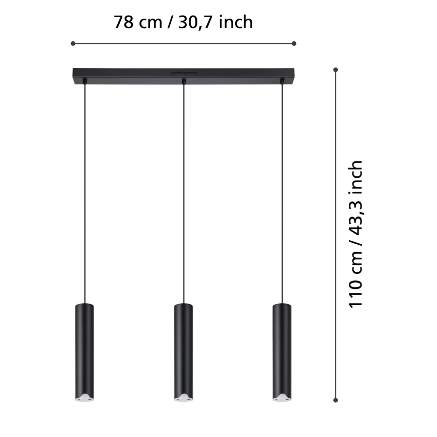 Eglo - LED RGBW Підвісна люстра з регулюванням яскравості 3xLED/3,7W/230V 2700-6500K чорний