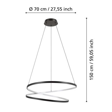 Eglo - Светодиодная подвесная люстра LED/42W/230V 3000K черный