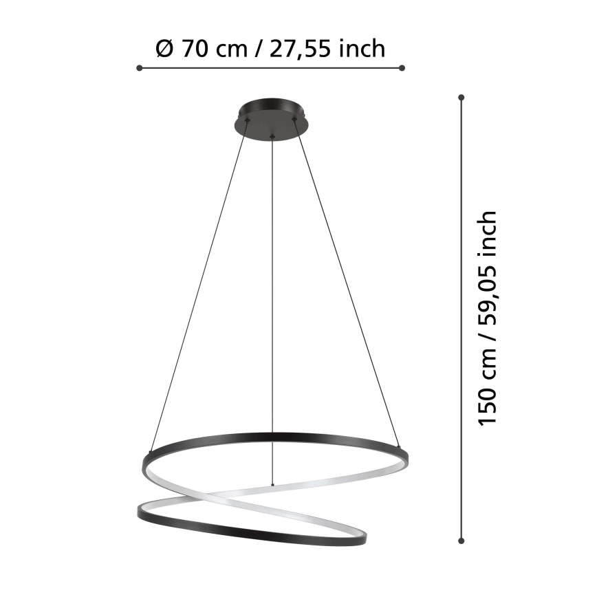 Eglo - Светодиодная подвесная люстра LED/42W/230V 3000K черный