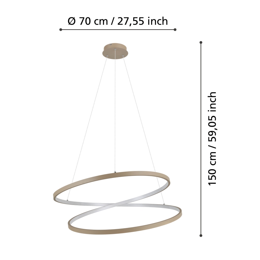 Eglo - Светодиодная подвесная люстра LED/42W/230V 3000K бежевый