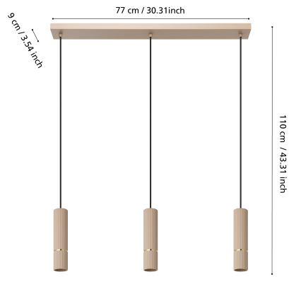 Eglo - Светодиодная подвесная люстра 3xGU10/5W/230V 3000K бежевый