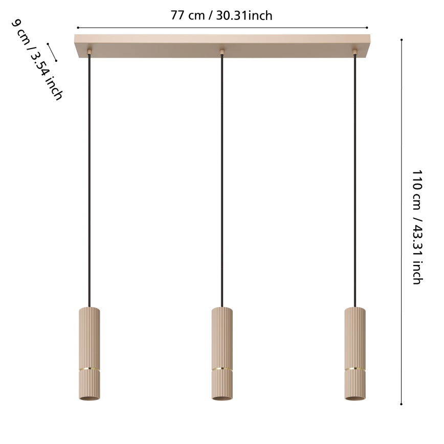 Eglo - Светодиодная подвесная люстра 3xGU10/5W/230V 3000K бежевый