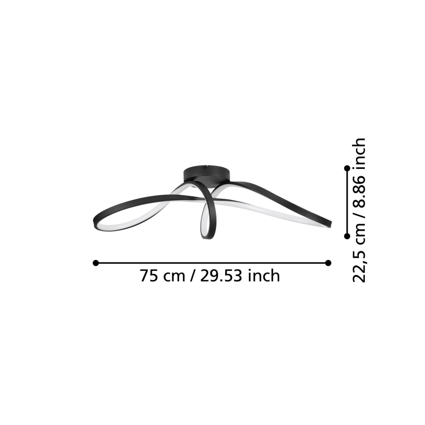 Eglo - Светодиодный потолочный RGBW-светильник с регулированием яркости LED/22W/230V 2700-6500K черный