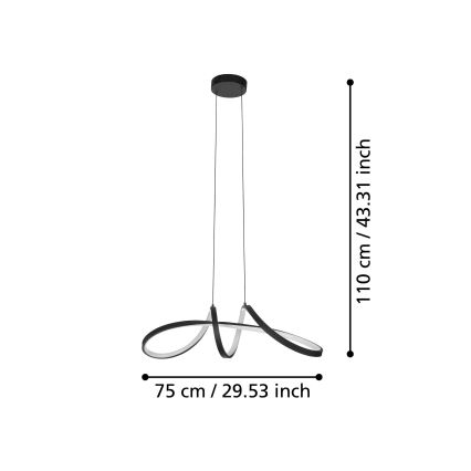 Eglo - LED RGBW Підвісна люстра з регулюванням яскравості LED/22W/230V 2700-6500K чорний