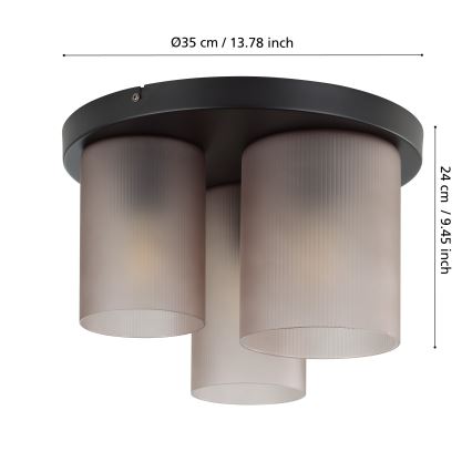 Eglo - Потолочный светильник 3xE27/40W/230V серый