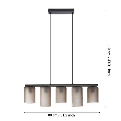 Eglo - Подвесная люстра COLOMERA 5xE27/40W/230V серый
