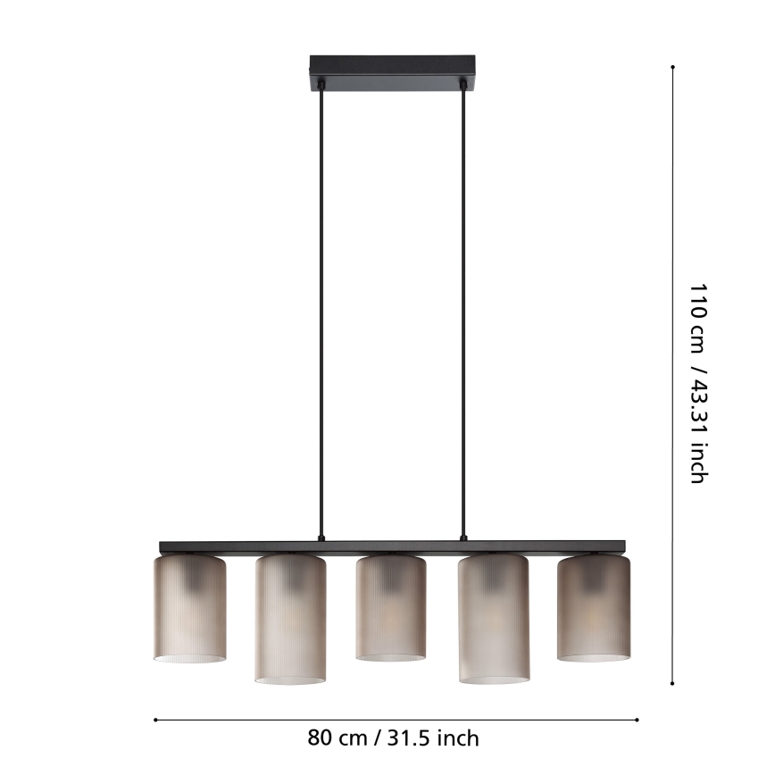Eglo - Подвесная люстра COLOMERA 5xE27/40W/230V серый