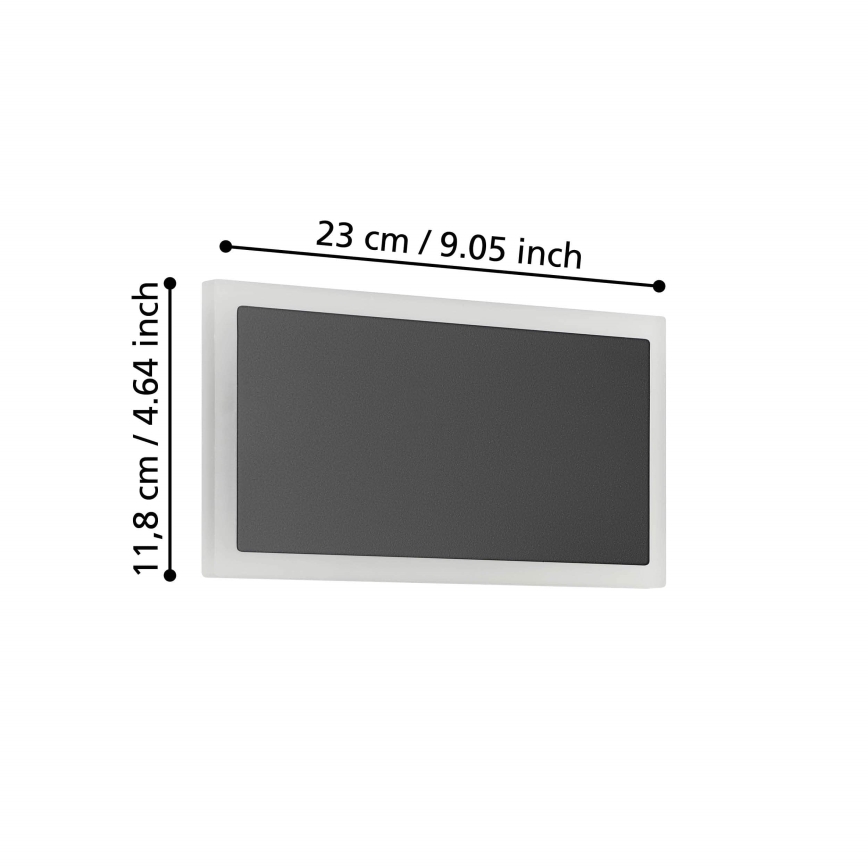 Eglo - Світлодіодний настінний світильник LED/12W/230V 3000K 12x23 см чорний