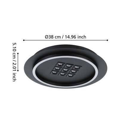 Eglo - Світлодіодний стельовий світильник з регулюванням яскравості LED/21,4W/230V 2700-6500K чорний + пульт дистанційного керування
