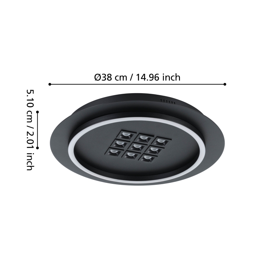 Eglo - Світлодіодний стельовий світильник з регулюванням яскравості LED/21,4W/230V 2700-6500K чорний + пульт дистанційного керування