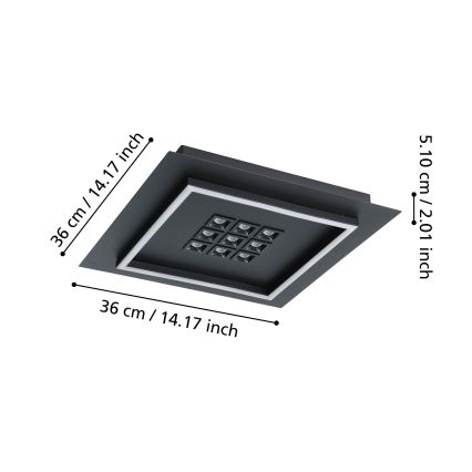 Eglo - Светодиодный потолочный светильник с регулированием яркости LED/21,4W/230V 2700-6500K черный + дистанционное управление