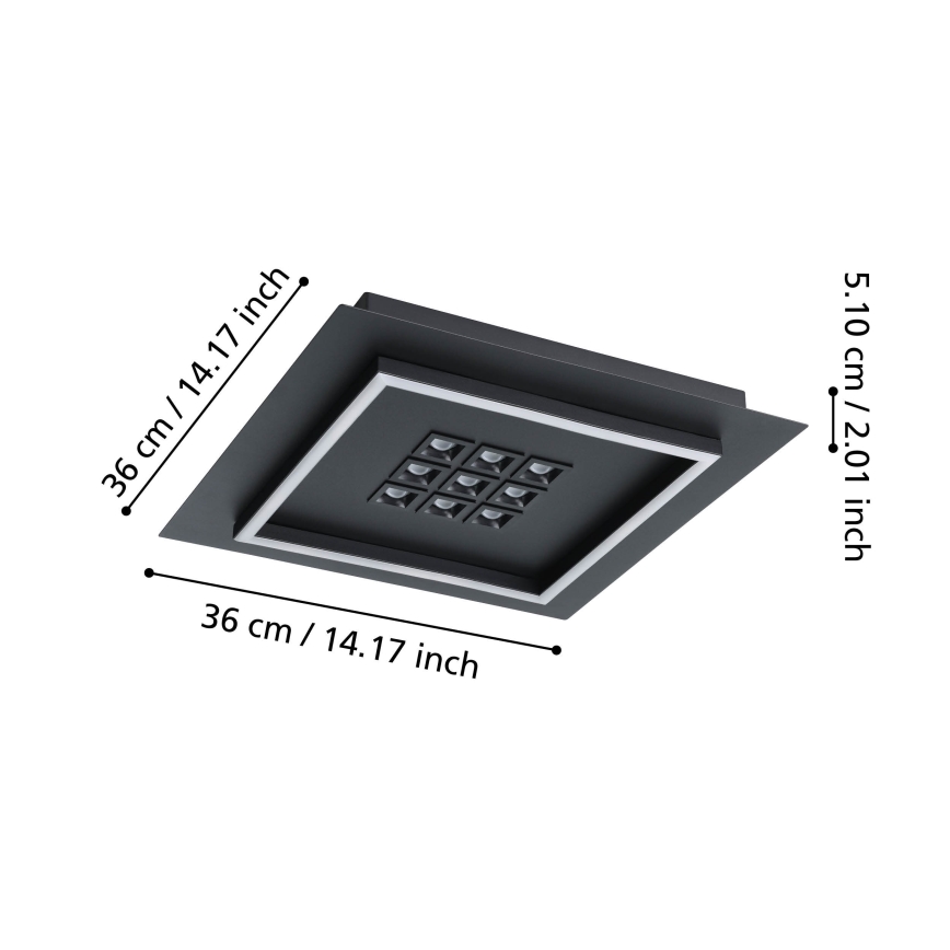 Eglo - Светодиодный потолочный светильник с регулированием яркости LED/21,4W/230V 2700-6500K черный + дистанционное управление