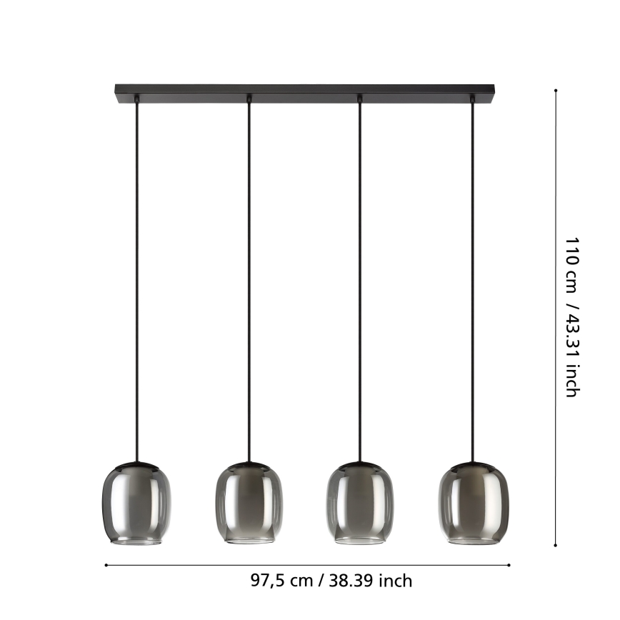 Eglo - Подвесная люстра 4xE27/28W/230V серый