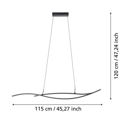 Eglo - Світлодіодна підвісна люстра LED/20W/230V 4000K чорний
