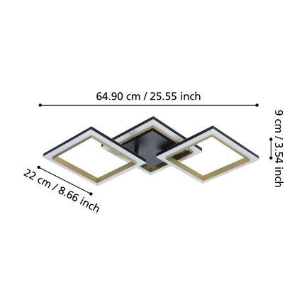 Eglo - Светодиодный потолочный светильник с регулированием яркости LED/20W/230V 4000K черный/золотистый