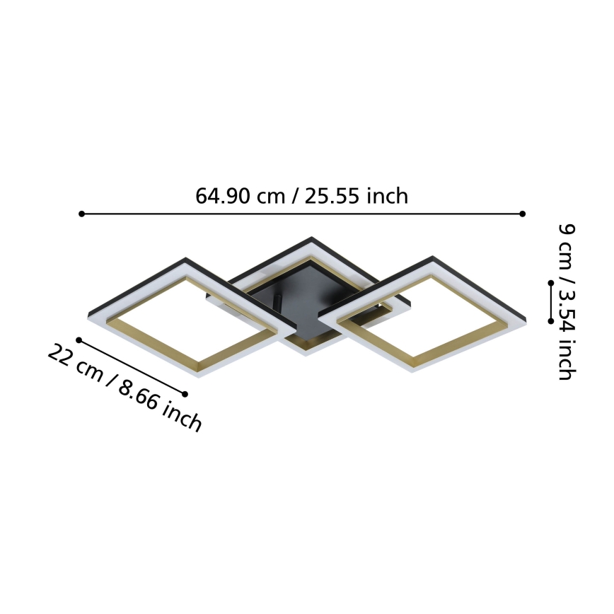 Eglo - Светодиодный потолочный светильник с регулированием яркости LED/20W/230V 4000K черный/золотистый