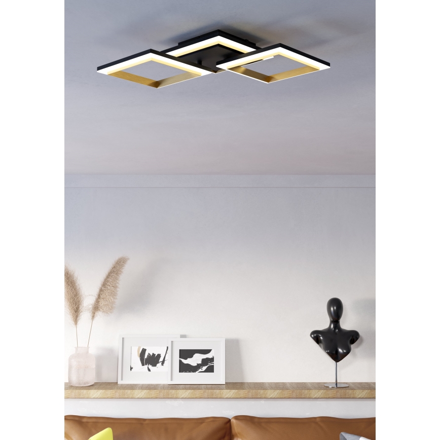 Eglo - Світлодіодний стельовий світильник з регулюванням яскравості LED/20W/230V 4000K чорний/золотий