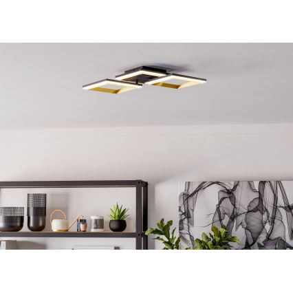 Eglo - Світлодіодний стельовий світильник з регулюванням яскравості LED/20W/230V 4000K чорний/золотий