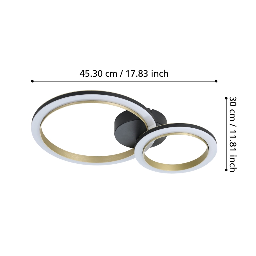 Eglo - Светодиодный потолочный светильник с регулированием яркости LED/12W/230V 4000K черный/золотистый