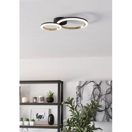 Eglo - Світлодіодний стельовий світильник з регулюванням яскравості LED/12W/230V 4000K чорний/золотий