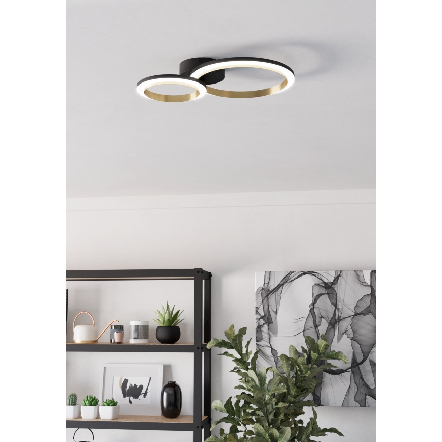 Eglo - Світлодіодний стельовий світильник з регулюванням яскравості LED/12W/230V 4000K чорний/золотий