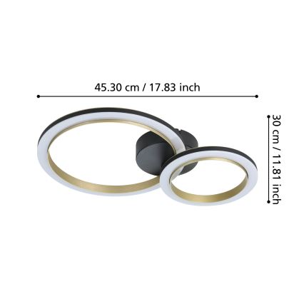 Eglo - Світлодіодний стельовий світильник з регулюванням яскравості LED/12W/230V 4000K чорний/золотий