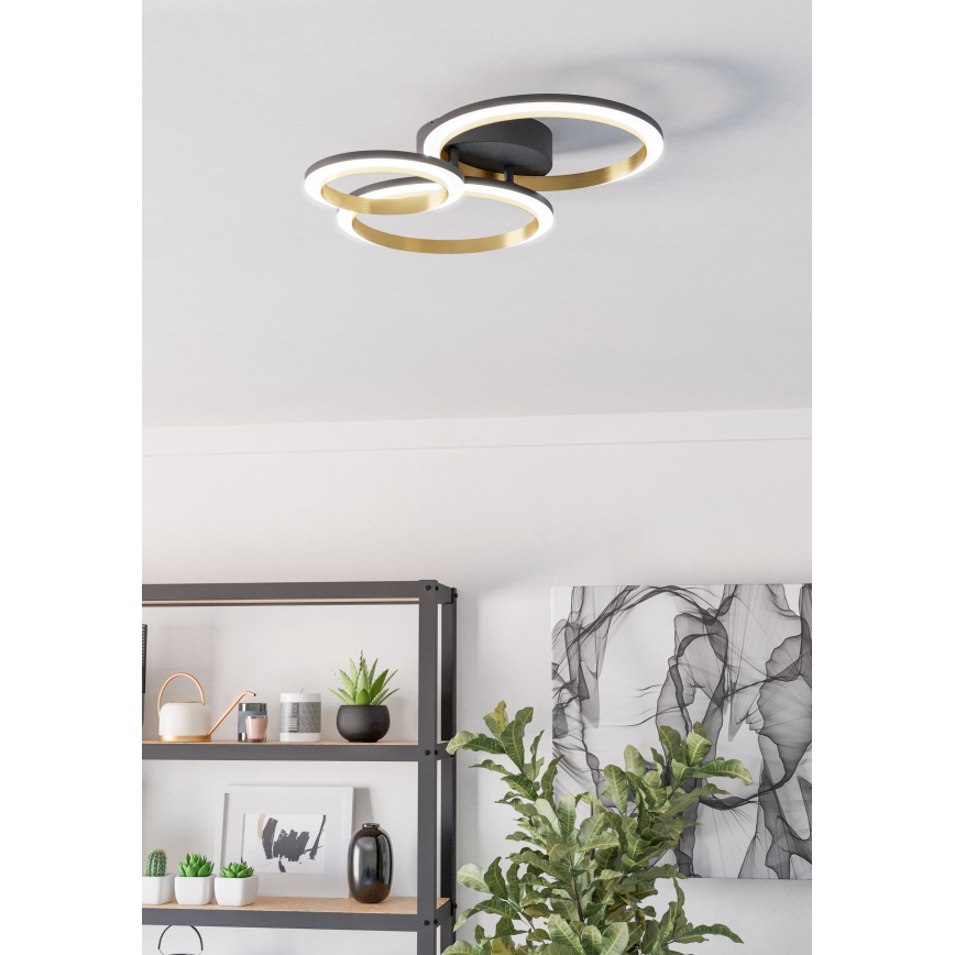 Eglo - Светодиодный потолочный светильник с регулированием яркости LED/20W/230V 4000K черный/золотистый