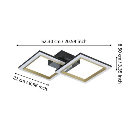 Eglo - Светодиодный потолочный светильник с регулированием яркости LED/18,4W/230V 4000K черный/золотистый
