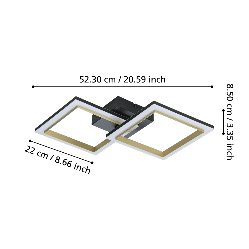 Eglo - Світлодіодний стельовий світильник з регулюванням яскравості LED/18,4W/230V 4000K чорний/золотий