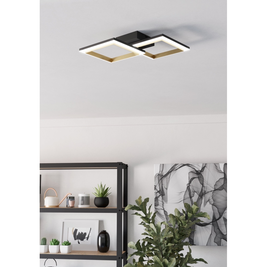 Eglo - Світлодіодний стельовий світильник з регулюванням яскравості LED/18,4W/230V 4000K чорний/золотий