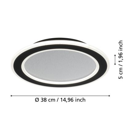 Eglo - Светодиодный потолочный светильник с регулированием яркости LED/20W/230V 2700-6500K черный + дистанционное управление