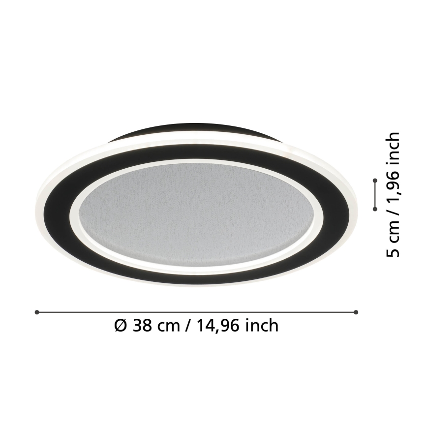 Eglo - Светодиодный потолочный светильник с регулированием яркости LED/20W/230V 2700-6500K черный + дистанционное управление