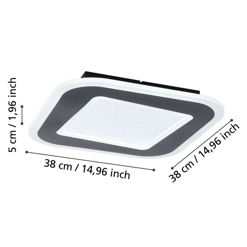 Eglo - Светодиодный потолочный светильник с регулированием яркости LED/20W/230V 2700-6500K черный + дистанционное управление