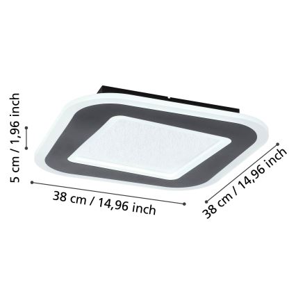 Eglo - Світлодіодний стельовий світильник з регулюванням яскравості LED/20W/230V 2700-6500K чорний + пульт дистанційного керування