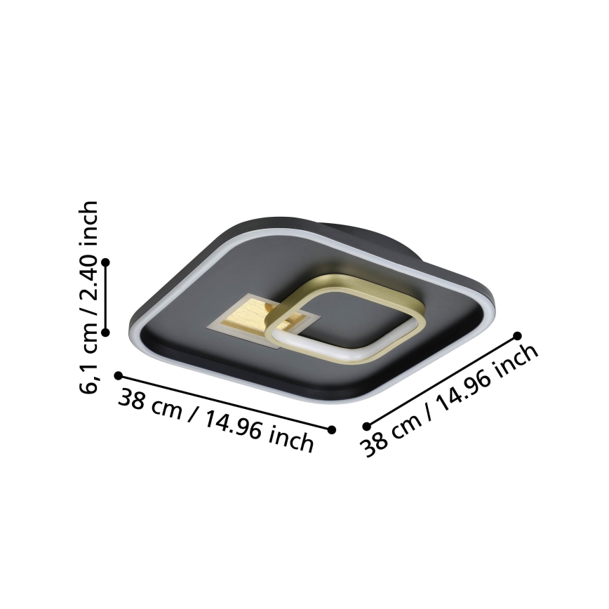 Eglo - LED-стельовий світильник LED/16,2Вт/230В + LED/9,2Вт 38x38 см чорний/золотий