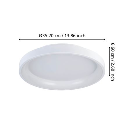 Eglo - Світлодіодний стельовий світильник з регулюванням яскравості LED/12W/230V 2700-6500K білий + пульт дистанційного керування