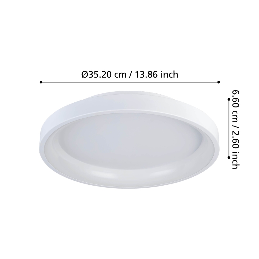 Eglo - Світлодіодний стельовий світильник з регулюванням яскравості LED/12W/230V 2700-6500K білий + пульт дистанційного керування