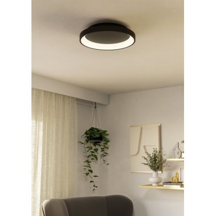 Eglo - Світлодіодний стельовий світильник з регулюванням яскравості LED/12W/230V 2700-6500K чорний + пульт дистанційного керування