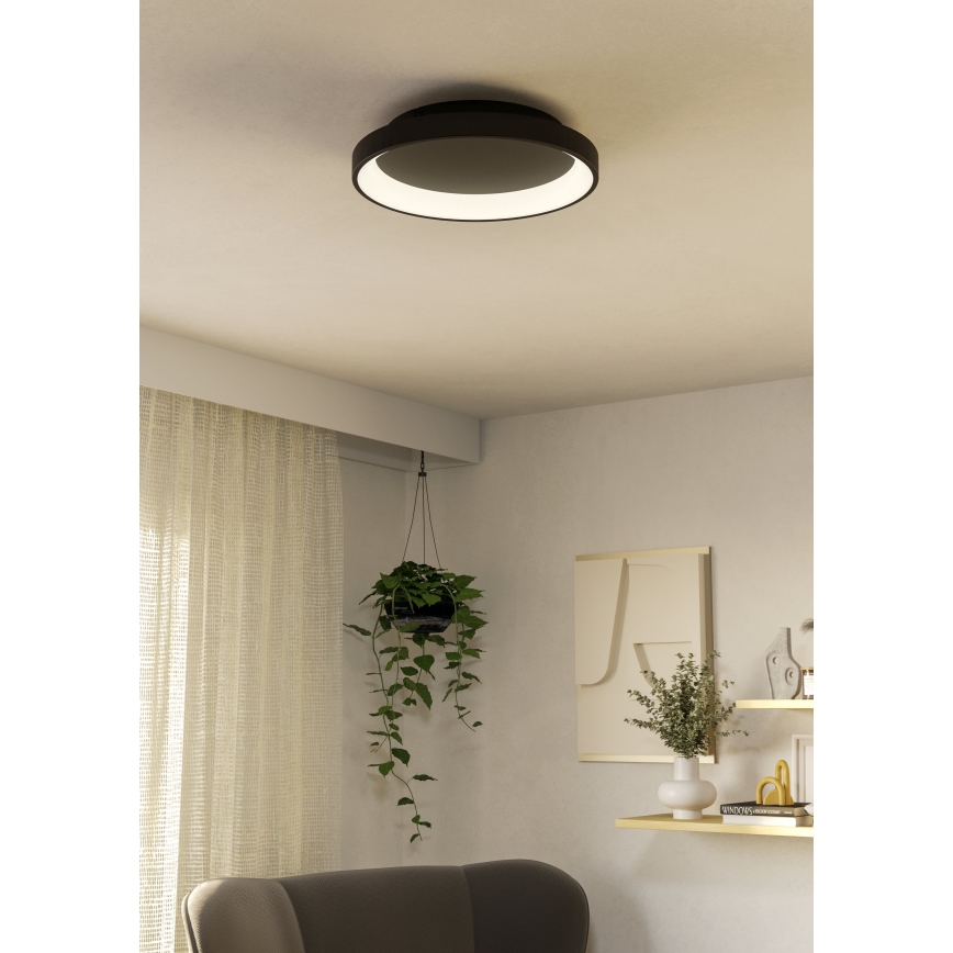 Eglo - Світлодіодний стельовий світильник з регулюванням яскравості LED/12W/230V 2700-6500K чорний + пульт дистанційного керування